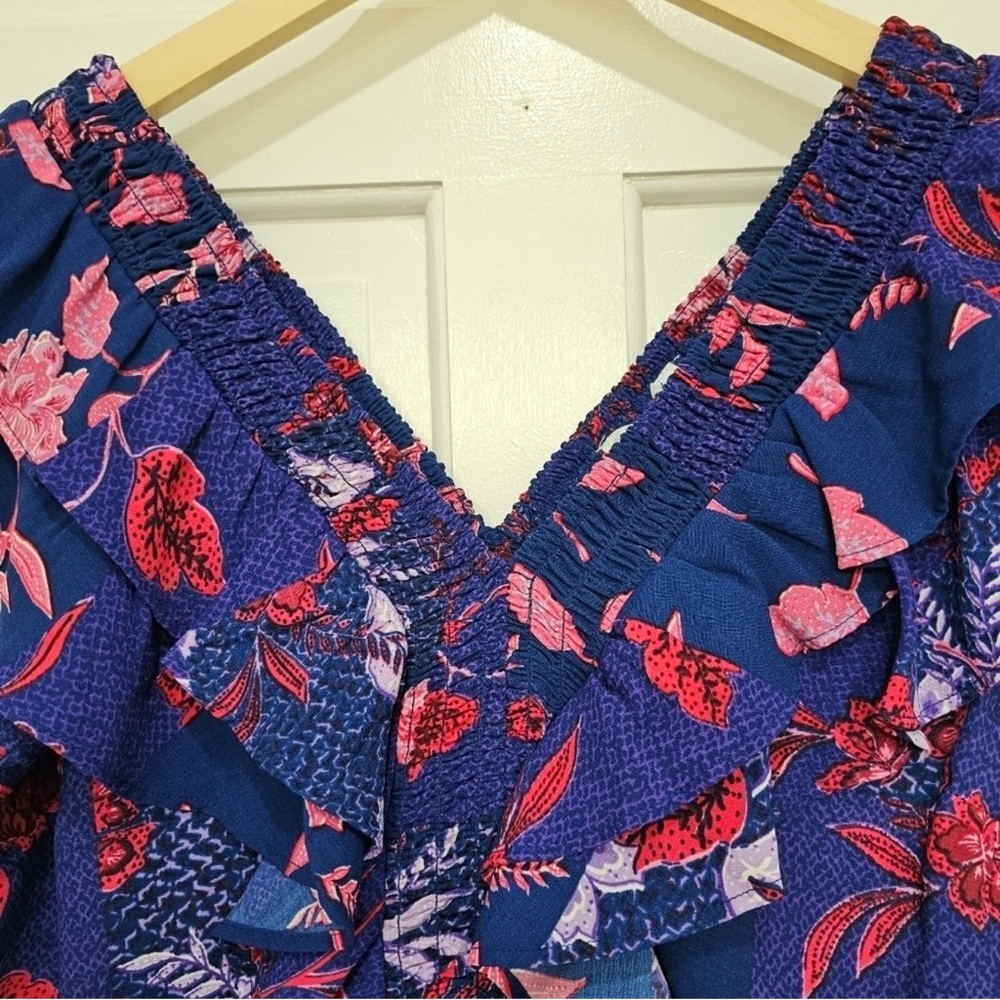 Sofia Jeans by Sofia Vergara Smocked Ruffle Short Sleeve Top Size L - Picture 10 of 16